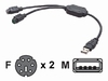 Convertisseur port USB vers 2 x PS2 (clavier/souris) - Adapt 